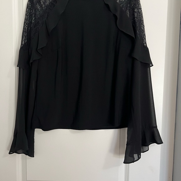 WHBM - Black Lace Top With Bell Sleeves - Size Medium - Picture 5 of 13